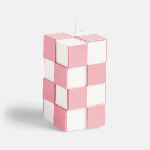 Pink Check Candle
